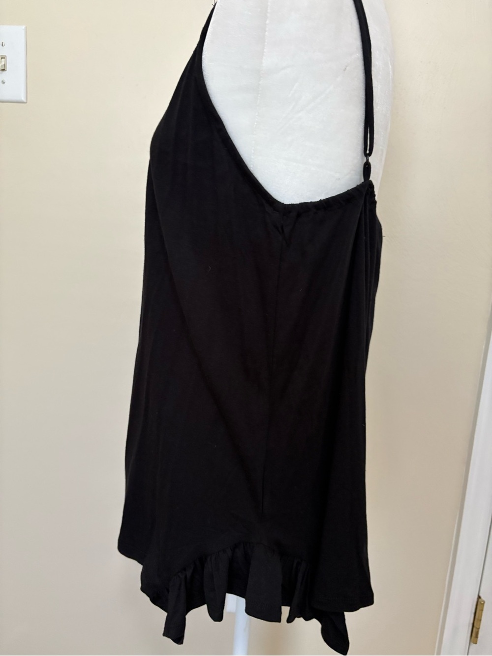 Culture Code Black Adjustable Spaghetti Strap Ruffle-Hem Women's Top - Picture 6 of 10